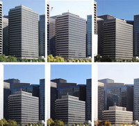 The shrinking height of a building captured in a series of 