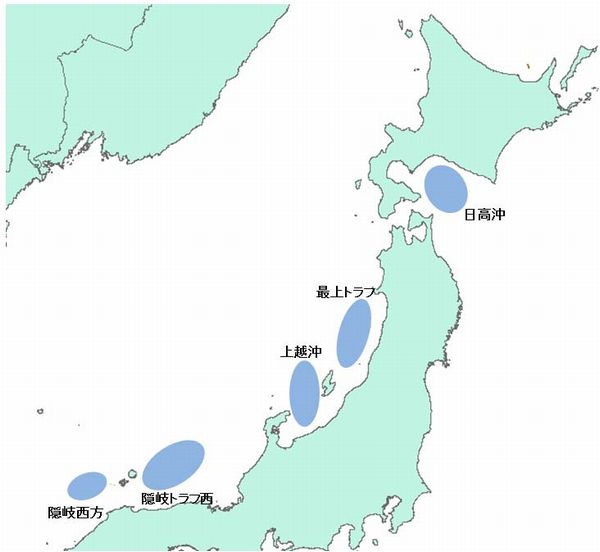 Japan - Expected target areas for shallow methane hydrate resources in the FY2014 survey