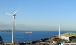 Wind turbines generate electricity at Komaihaltec's plant in Futtsu, Chiba Prefecture.