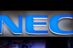 A logo of NEC Corp is pictured at CEATEC (Combined Exhibition of Advanced Technologies)