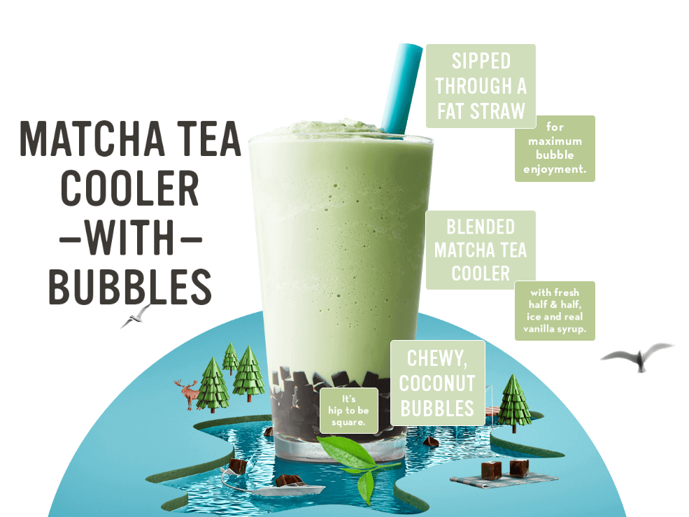 Matcha Tea Cooler with Bubbles
